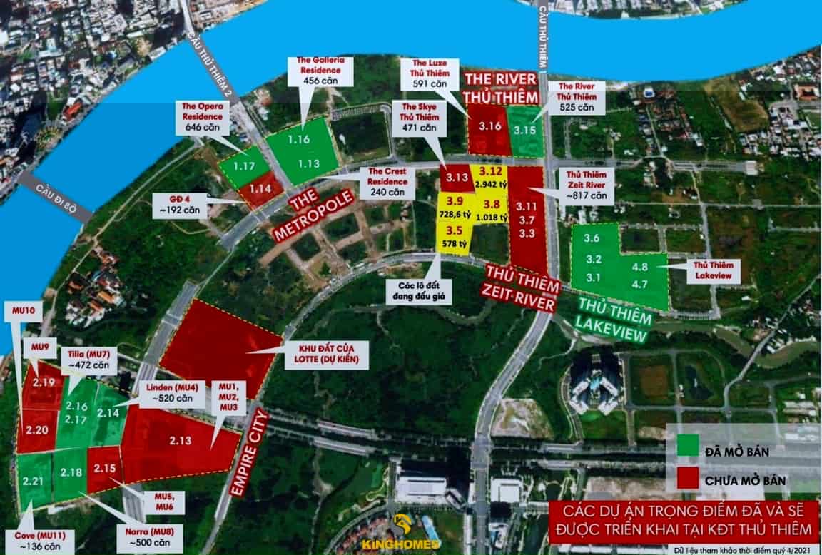 Vị trí các dự án xung quanh căn hộ The Metropole Thủ Thiêm Quận 2